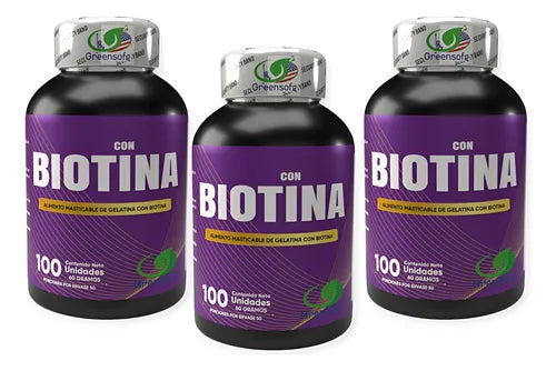 Kit con 3 Biotina Masticable – Cabello Más Fuerte, Uñas Resistentes y Piel Saludable